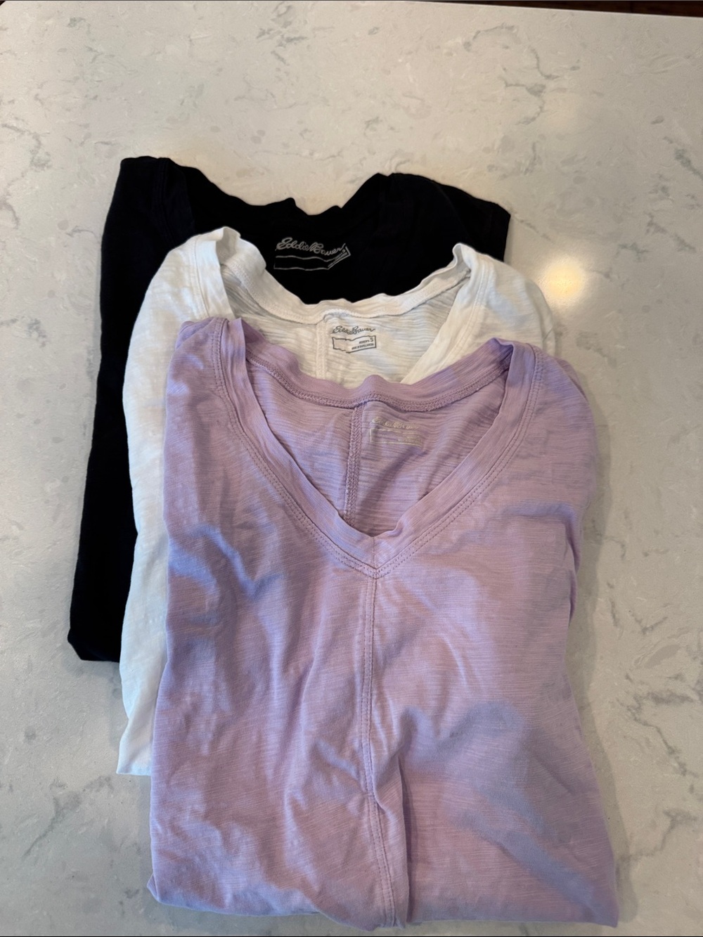 3 pack Eddie Bauer Women's Short Sleeve V-Neck Tee - Size Small